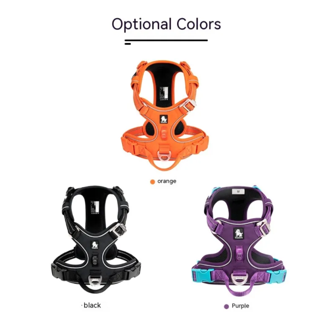 Reflective Dog Harness with Leash – Adjustable Padded Safety Harness for Night Walks