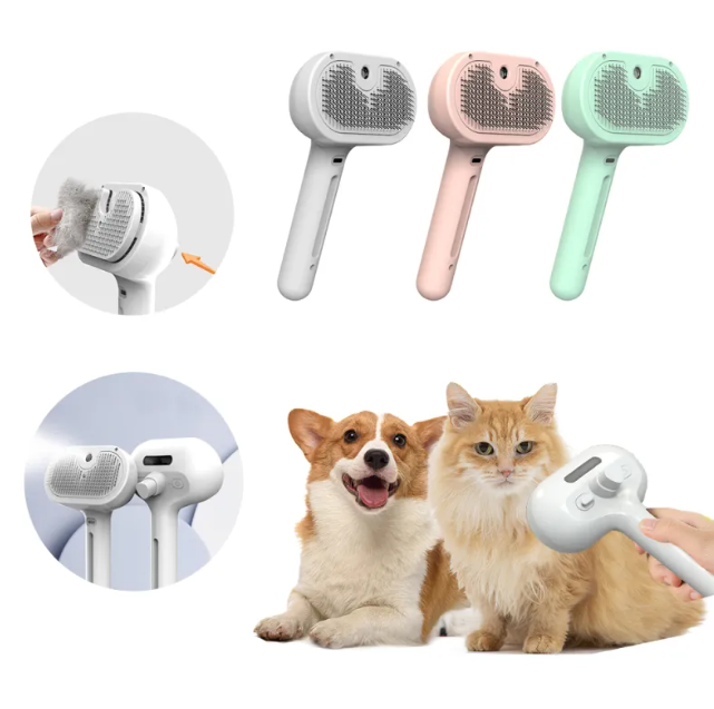 Self-Cleaning Pet Comb with Mist Spray – USB Rechargeable Grooming Tool for Dogs & Cats