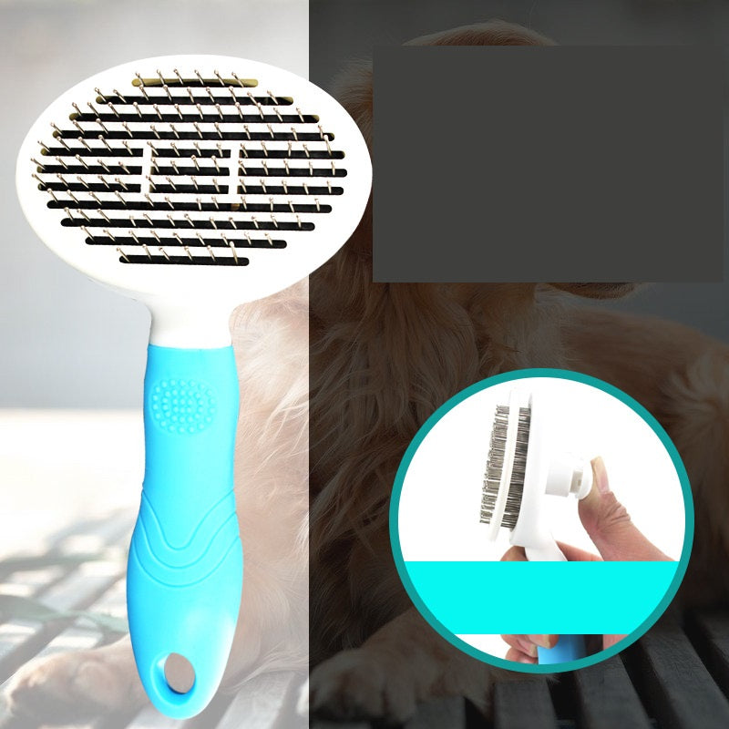 Self-Cleaning Pet Hair Removal Comb for Dogs & Cats - Dematting Tool with Fine & Thick Needles