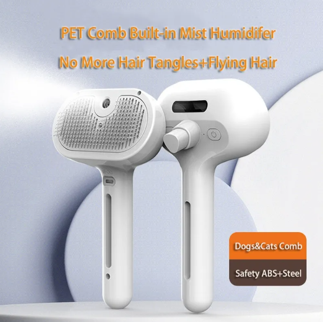 Self-Cleaning Pet Comb with Mist Spray – USB Rechargeable Grooming Tool for Dogs & Cats